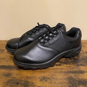 FootJoy Mens Black Leather Golf Shoes Spikes Waterproof Comfort Size